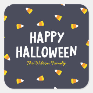 Dunkelblaue Candy Corn Frohes Halloween Quadratischer Aufkleber