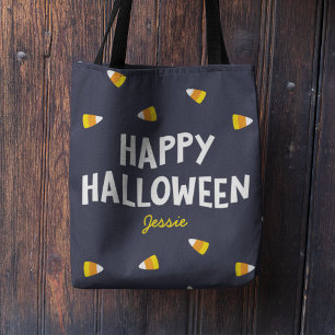 Dunkelblaue Candy Corn Frohes Halloween Tasche