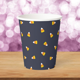 Dunkelblaue Candy Corn Halloween Pappbecher