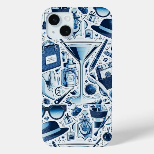 Dunkelblaue Collage Chic und modernes Design Case-Mate iPhone Hülle (Rückseite)