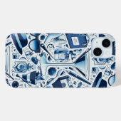 Dunkelblaue Collage Chic und modernes Design Case-Mate iPhone Hülle (Rückseite (Horizontal))