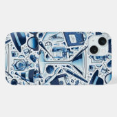 Dunkelblaue Collage Chic und modernes Design iPhone Hülle (Rückseite (Horizontal))