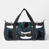 Dunkelblaue, Coole Katzen Druckknopfbeutel Duffle Bag (Vorderseite)