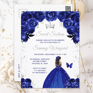 Dunkelblaue Dark Skin Prinzessin Sweet Sixteen Postkarte
