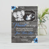 Dunkelblaue Elefantenjunge Einladungs-Dusche Einladung (Stehend Vorderseite)