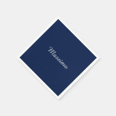 Dunkelblaue elegante Casual-Eigennamenschrift Serviette (Ecke)