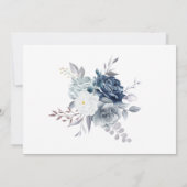 Dunkelblaue, elegante florale Monogramm Mitteilungskarte (Rückseite)