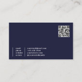 Dunkelblaue elegante Visitenkartenvorlage QR Visitenkarte (Rückseite)