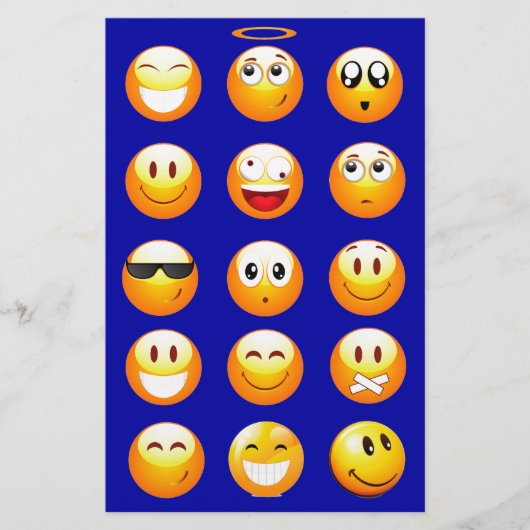 dunkelblaue Emojis Briefpapier (Vorderseite)