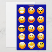 dunkelblaue Emojis Briefpapier (Vorne/Hinten)