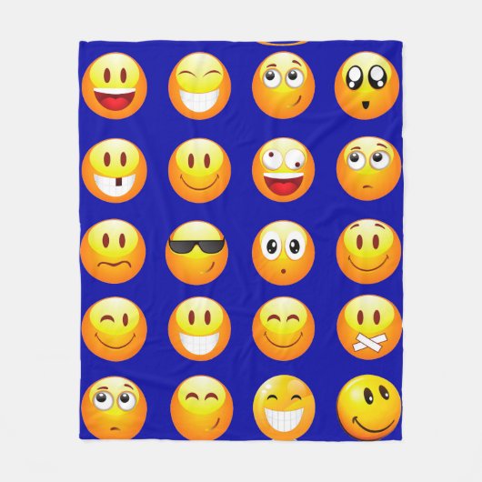 dunkelblaue Emojis-Decke Fleecedecke (Vorderseite)