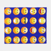 dunkelblaue Emojis-Decke Fleecedecke (Vorderseite (Horizontal))