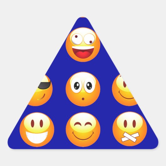 dunkelblaue Emojis Dreieckiger Aufkleber (Vorderseite)