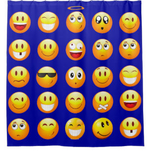 dunkelblaue Emojis Duschvorhang