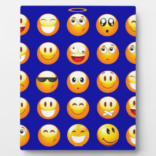 dunkelblaue Emojis Fotoplatte