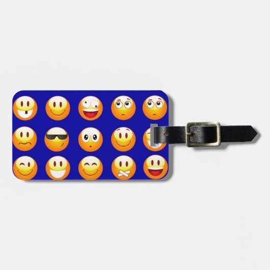 dunkelblaue Emojis Gepäckanhänger (Vorderseite horizontal)