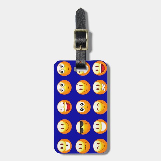 dunkelblaue Emojis Gepäckanhänger (Vorderseite vertikal)