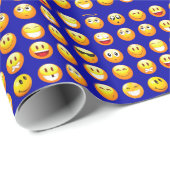 dunkelblaue Emojis Geschenkpapier (Rolleneckpunkt)