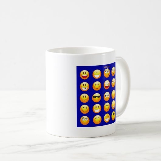 dunkelblaue Emojis Kaffeetasse (VorderseiteRechts)