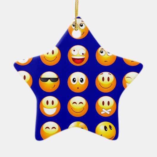 dunkelblaue Emojis Keramikornament (Vorne)