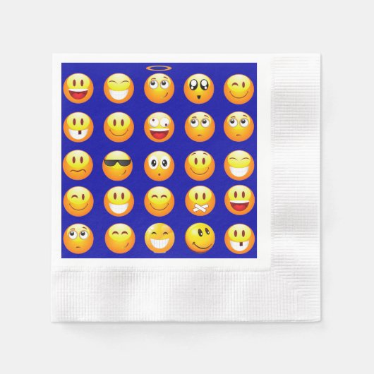 dunkelblaue Emojis napkins Serviette (Vorderseite)