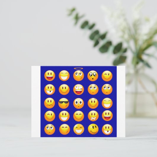 dunkelblaue Emojis Postkarte (Stehend Vorderseite)