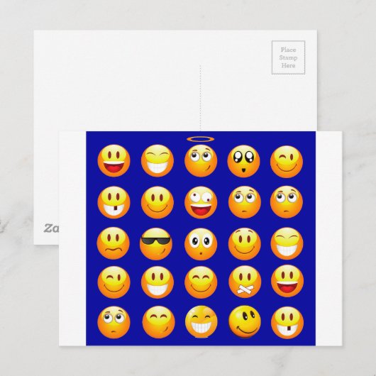 dunkelblaue Emojis Postkarte (Vorne/Hinten)
