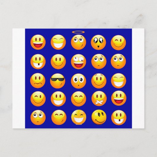 dunkelblaue Emojis Postkarte (Vorderseite)