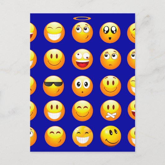 dunkelblaue Emojis Postkarte (Vorderseite)