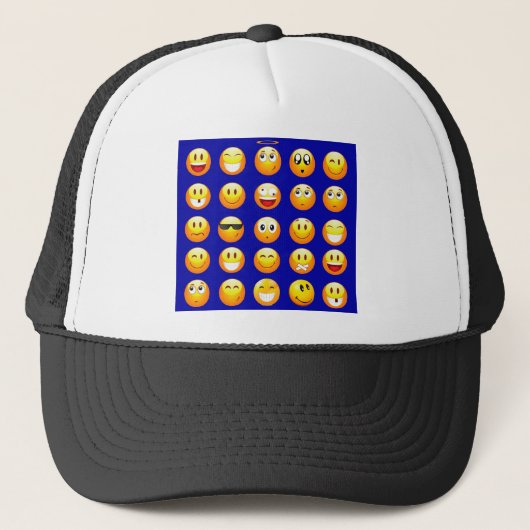 dunkelblaue Emojis Truckerkappe (Vorderseite)