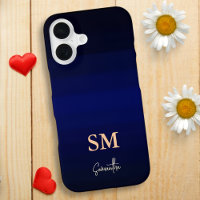 Dunkelblaue Farbstreifen mit Monogramm