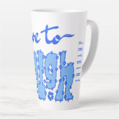 Dunkelblaue florale klobige Textparole mit Namen Milchtasse (Rechte Ecke)