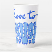 Dunkelblaue florale klobige Textparole mit Namen Milchtasse (Vorderseite)
