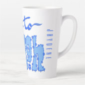 Dunkelblaue florale klobige Textparole mit Namen Milchtasse (Rechts)