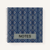 Dunkelblaue Gefärbte Krawatte Traditioneller Muste Notizblock (Vorderseite)