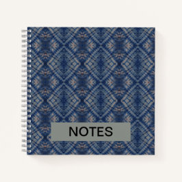 Dunkelblaue Gefärbte Krawatte Traditioneller Muste Notizblock