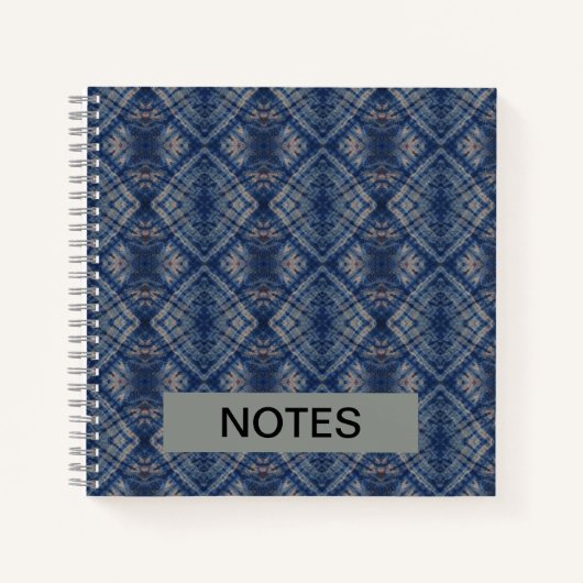 Dunkelblaue Gefärbte Krawatte Traditioneller Muste Notizblock (Vorderseite)