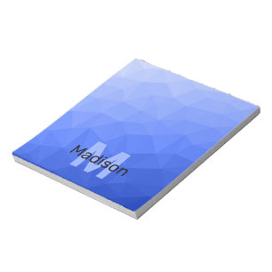 Dunkelblaue geometrische Netzstruktur-Monogramm Notizblock