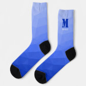 Dunkelblaue geometrische Netzstruktur-Monogramm Socken (Linkes Detail)