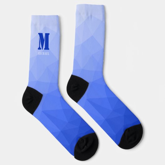 Dunkelblaue geometrische Netzstruktur-Monogramm Socken (Rechts)