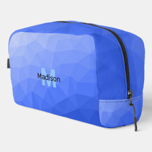 Dunkelblaue geometrische Netzstruktur-Monogramm Waschbeutel