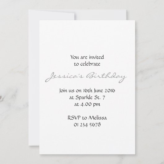 Dunkelblaue, glänzende Imitate Glitzer funkeln Mon Einladung (Rückseite)