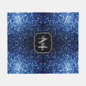 Dunkelblaue, glänzende Imitate Glitzer funkeln Mon Fleecedecke (Vorderseite (Horizontal))