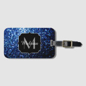 Dunkelblaue, glänzende Imitate Glitzer funkeln Mon Gepäckanhänger (Vorderseite (Horizontal))