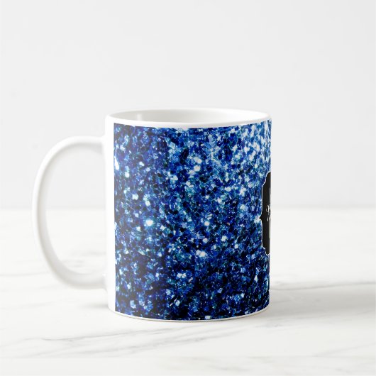 Dunkelblaue, glänzende Imitate Glitzer funkeln Mon Kaffeetasse (Links)