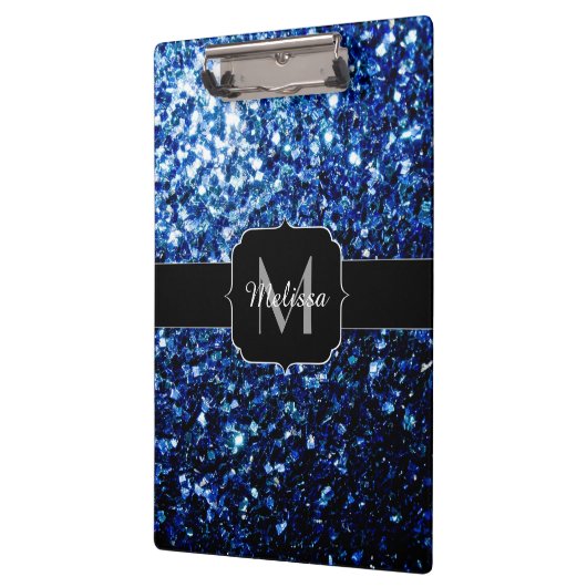 Dunkelblaue, glänzende Imitate Glitzer funkeln Mon Klemmbrett (Links)