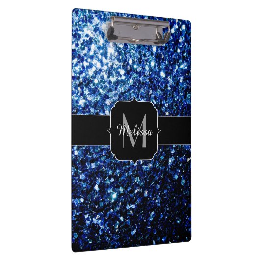 Dunkelblaue, glänzende Imitate Glitzer funkeln Mon Klemmbrett (Rechts)