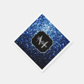 Dunkelblaue, glänzende Imitate Glitzer funkeln Mon Serviette (Ecke)