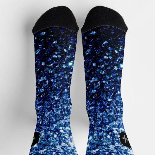 Dunkelblaue, glänzende Imitate Glitzer funkeln Mon Socken (Oben)