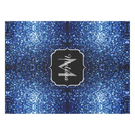 Dunkelblaue, glänzende Imitate Glitzer funkeln Mon Tischdecke (Vorderseite (Horizontal))